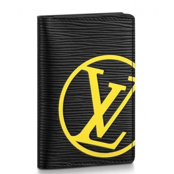 Louis Vuitton Black Epi Leather Yellow Monogram Logo Pocket Organizer Wallet - Picture 1 of 7